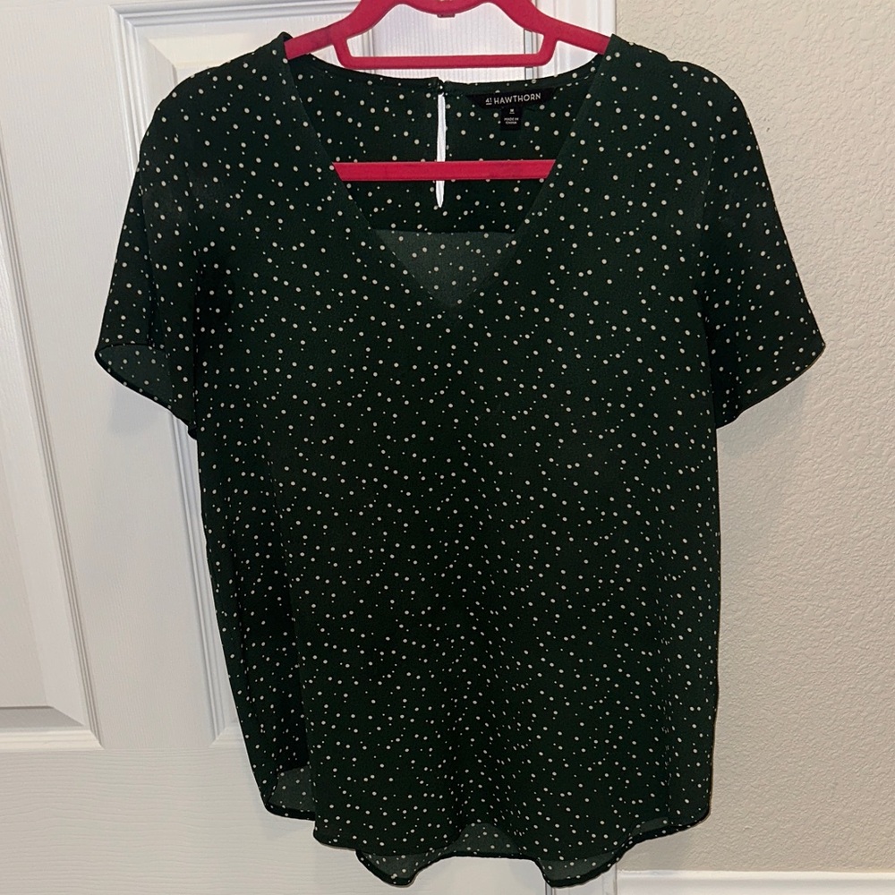 41 Hawthorn Dark Green Polka Dot Women's Top
